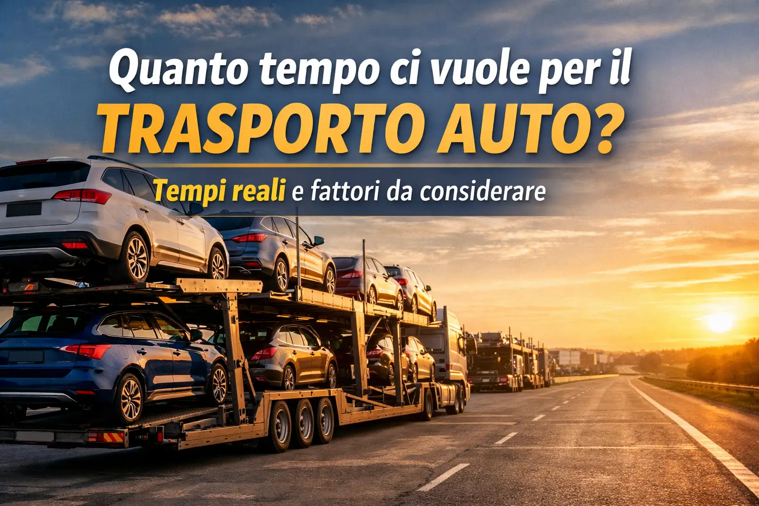 Trasporto auto con bisarca su autostrada europea con veicoli caricati e logistica automotive B2B
